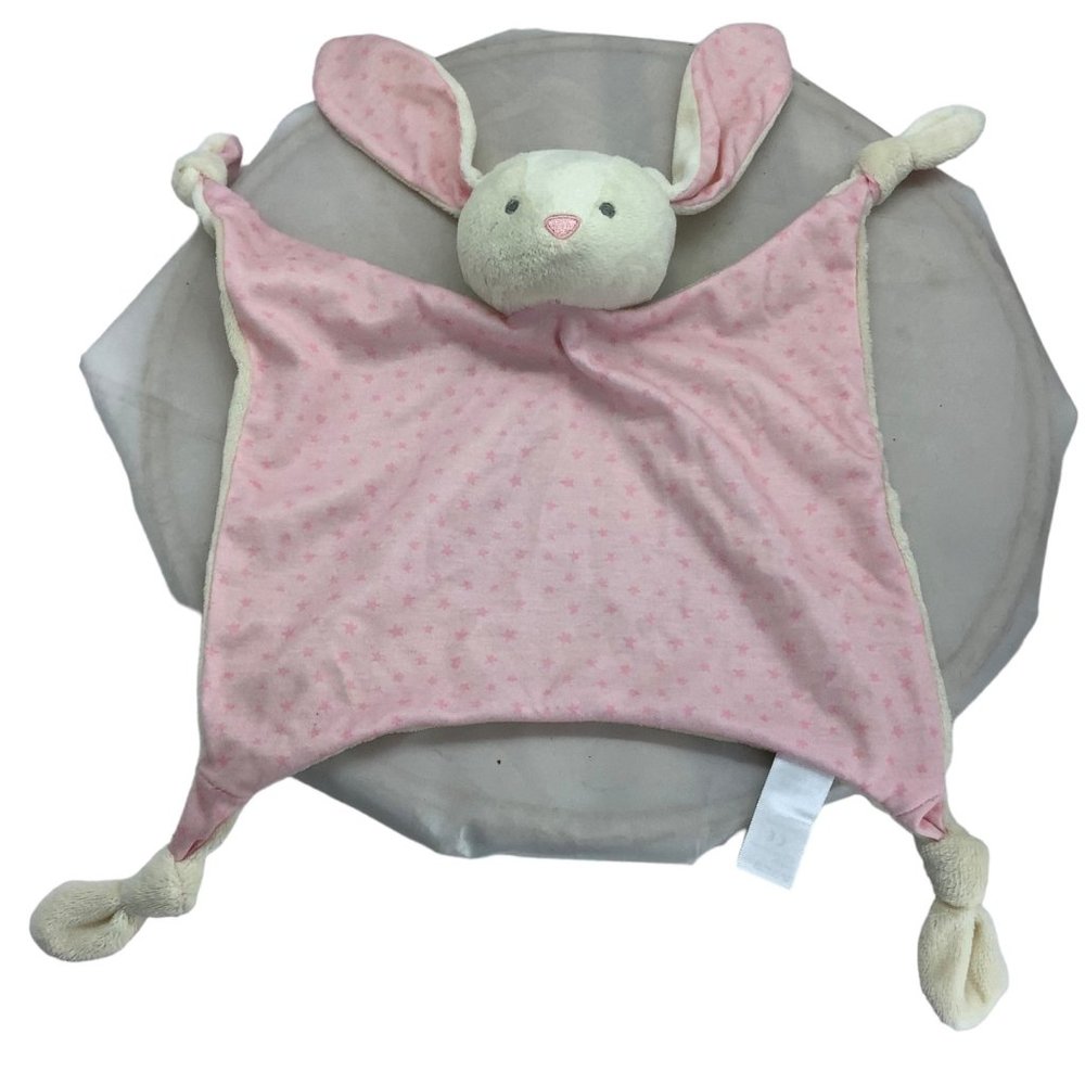 Carousel Tesco Plush Bunny Rabbit‎ Head Lovey Blankie Security Blanket 12" Pink
